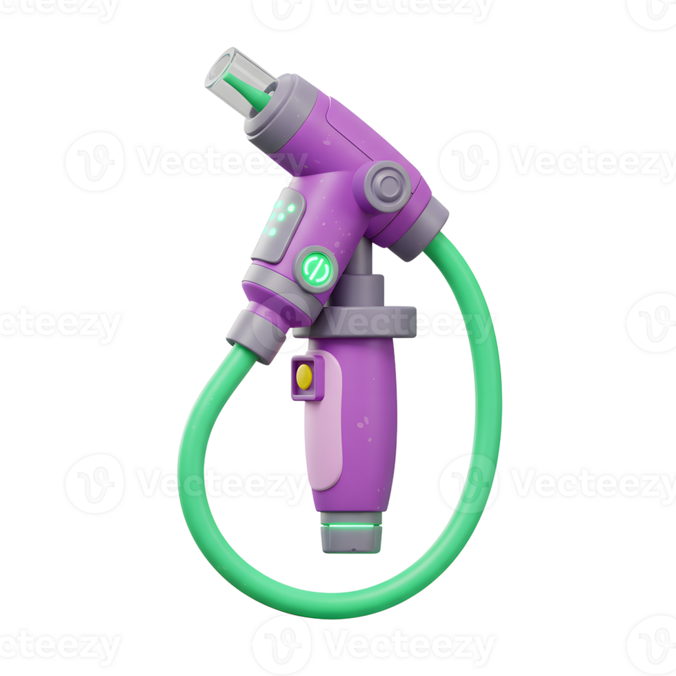 Purple Futuristic Water Gun Green Hose Nozzle Gadget Design png
