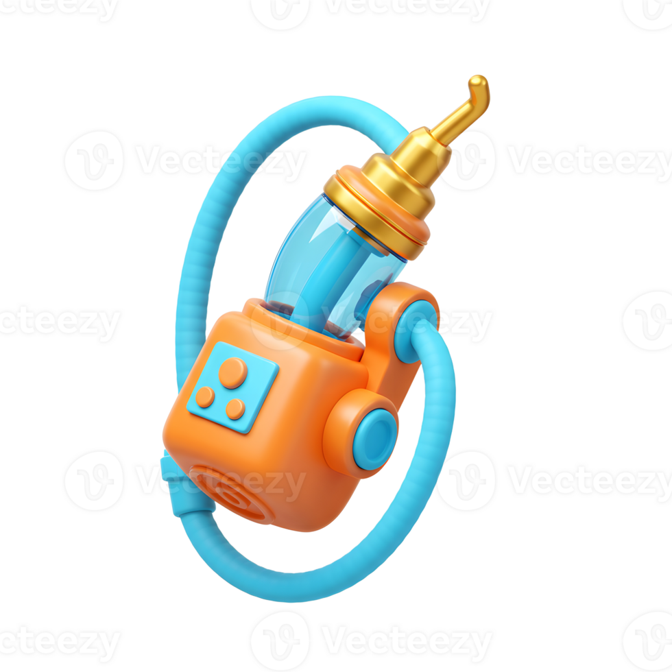 Orange Blue Futuristic Device 3D Render Cartoon Style png