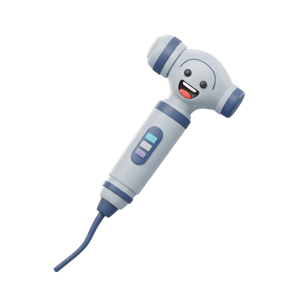 Happy Cartoon Dental Tool 3D Model Gray Blue Design png