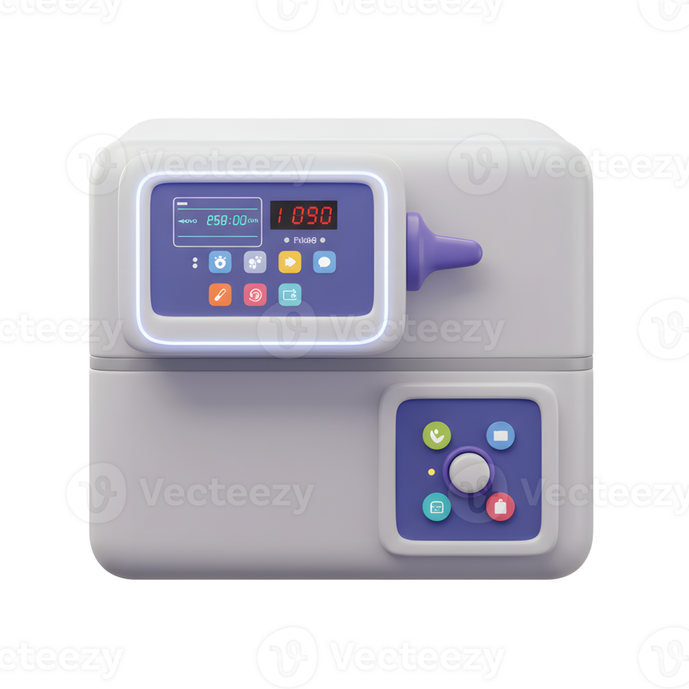Modern Medical Infusion Pump Digital Display Purple Accents png