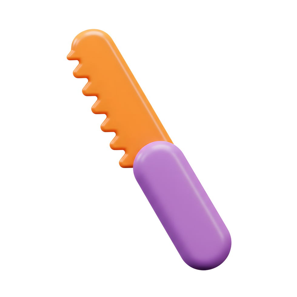 Orange Purple Sawblade Folding Knife 3D Render Design png