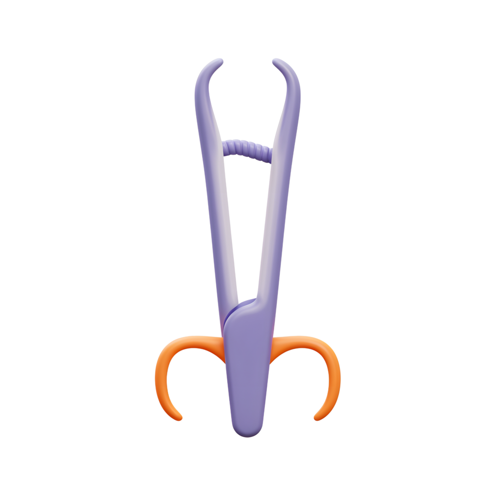 Purple Medical Clamp Orange Handles 3D Render Illustration png