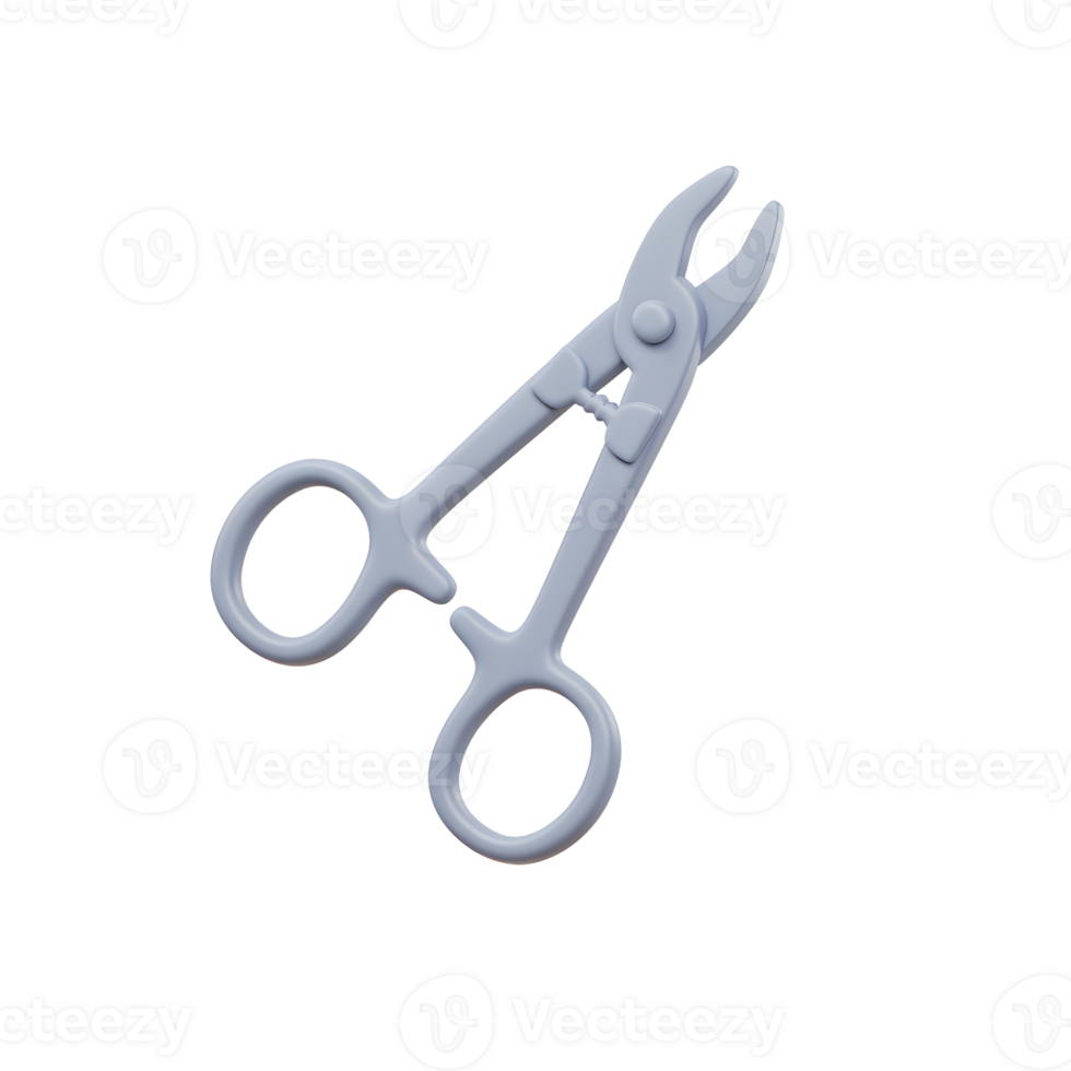Light Blue Surgical Scissors 3D Render Isolated Background png