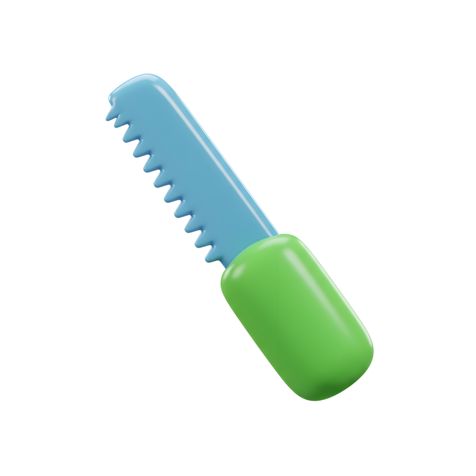 Green Handle Blue Sawblade Cartoon Hand Saw 3D Render Model png