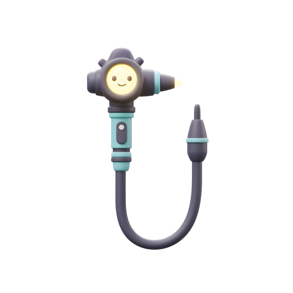 Friendly Robot Medical Device 3D Render Soft Blue Gray Design png