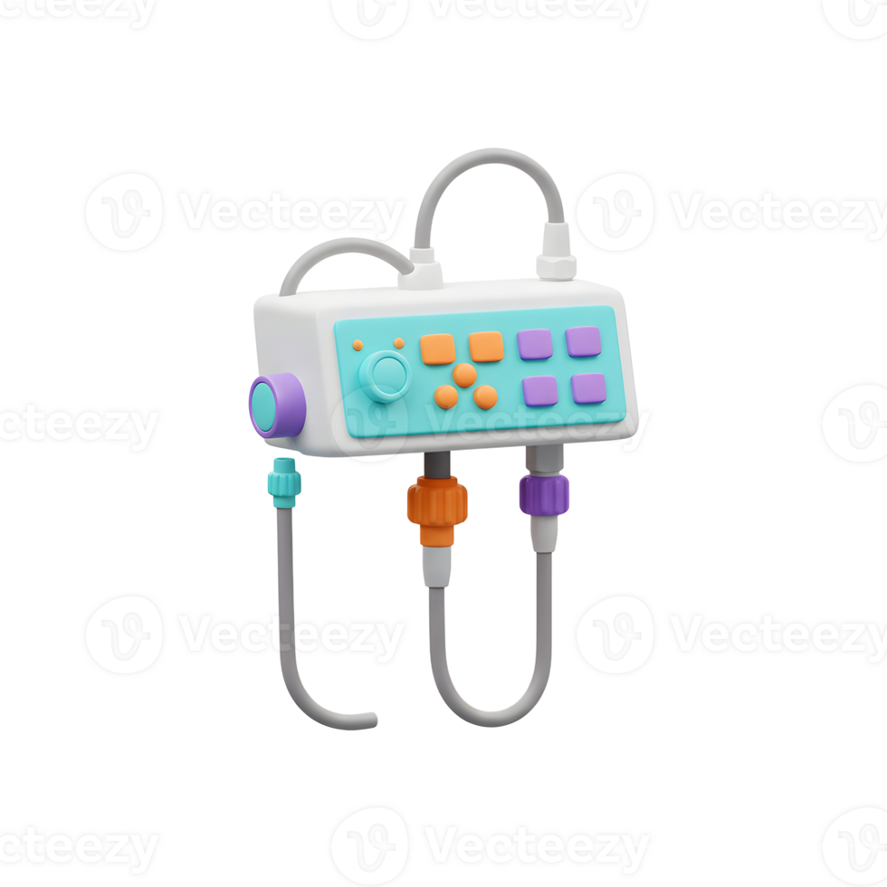 Medical Device 3D Render Colorful Control Panel Tubes png