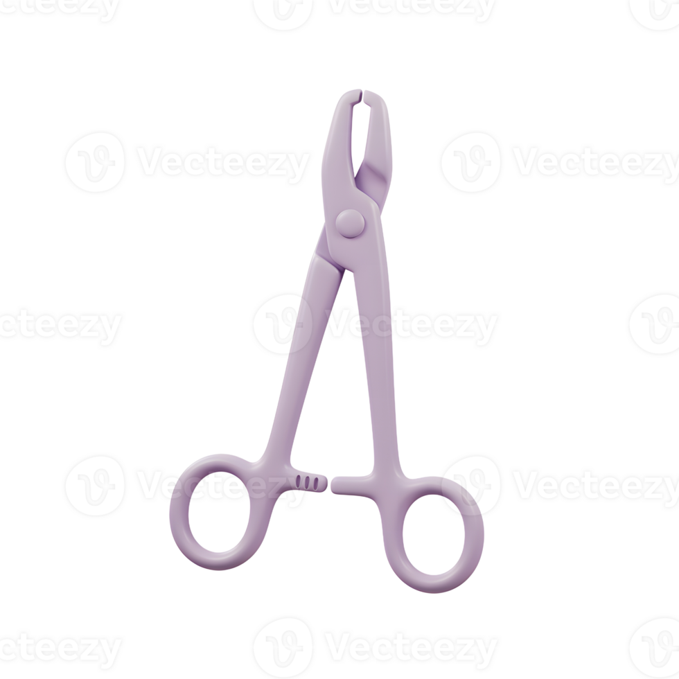 Lavender Surgical Forceps Medical Instrument 3D Render png