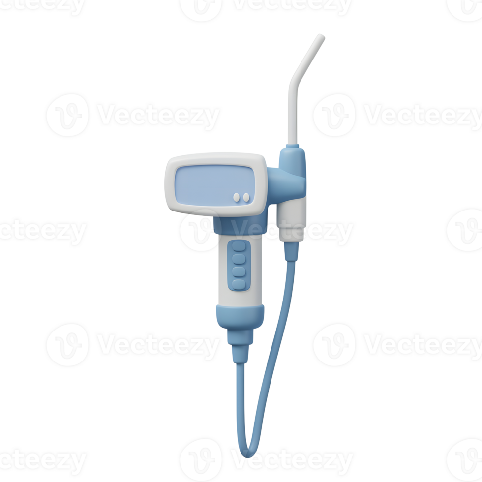 Medical Device Blue Digital Display Screen Probe Cord 3D Model png