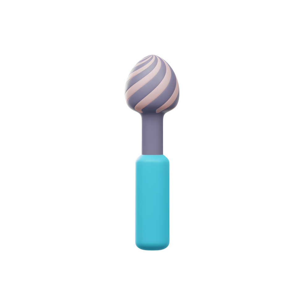 Swirled Egg Shaped Pastel Toy Teal Handle 3D Render Minimalist Design png