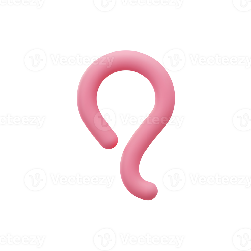 Pink 3D Rendered Hook Shape Abstract Design Element png