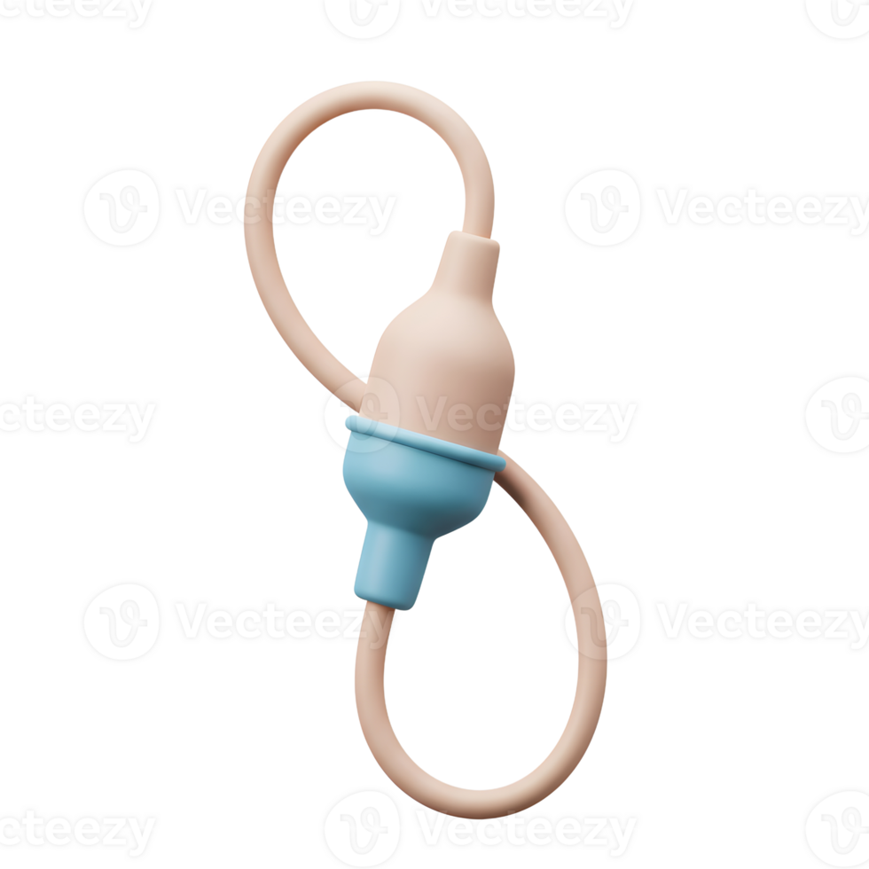 Beige Blue Baby Silicone Teether Loop Toy 3D Render png