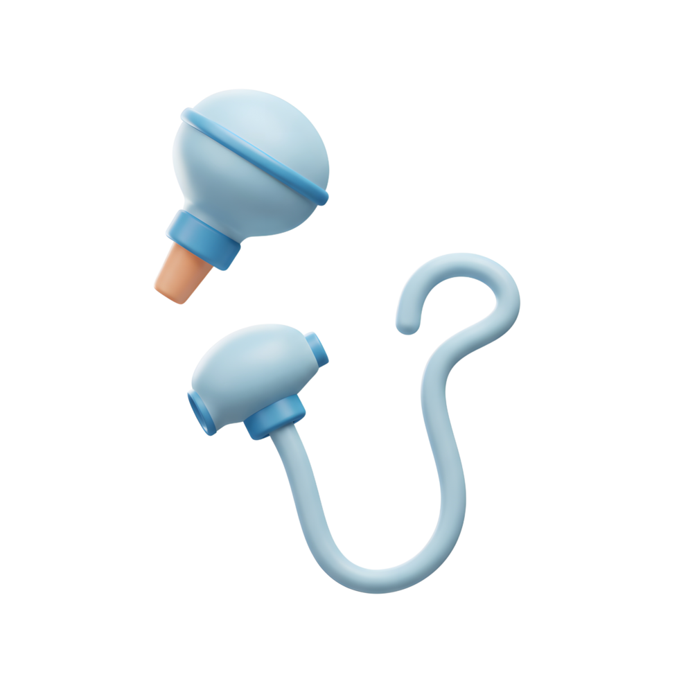 Light Blue Medical Bulb Syringe 3D Render Simple Design png