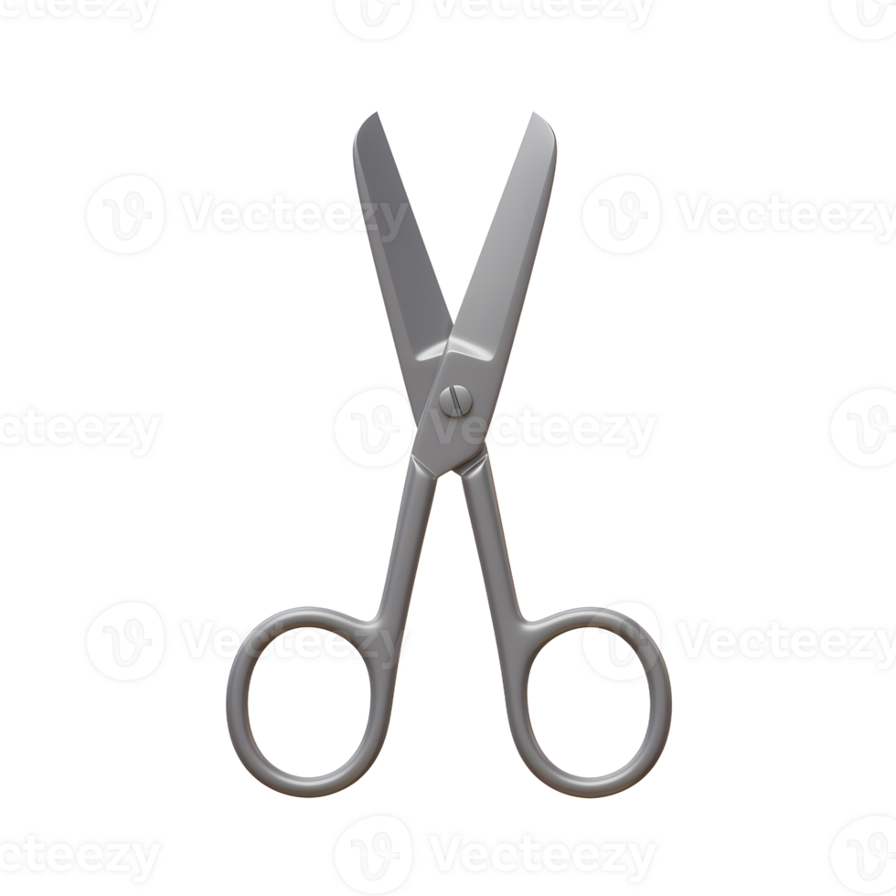 Metal Surgical Scissors Detailed 3D Render Gray Blades png