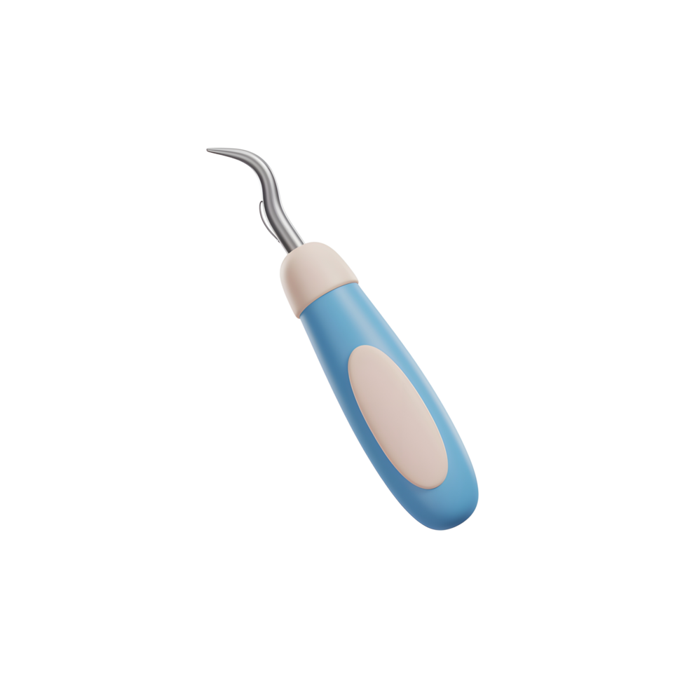 Blue Ergonomic Crochet Hook Detailed 3D Render png