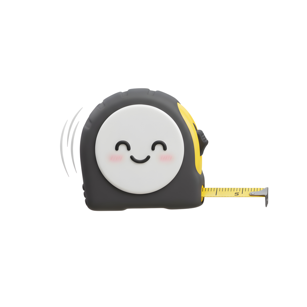 Happy Smiling Tape Measure Yellow Detail Gray Body White Face png