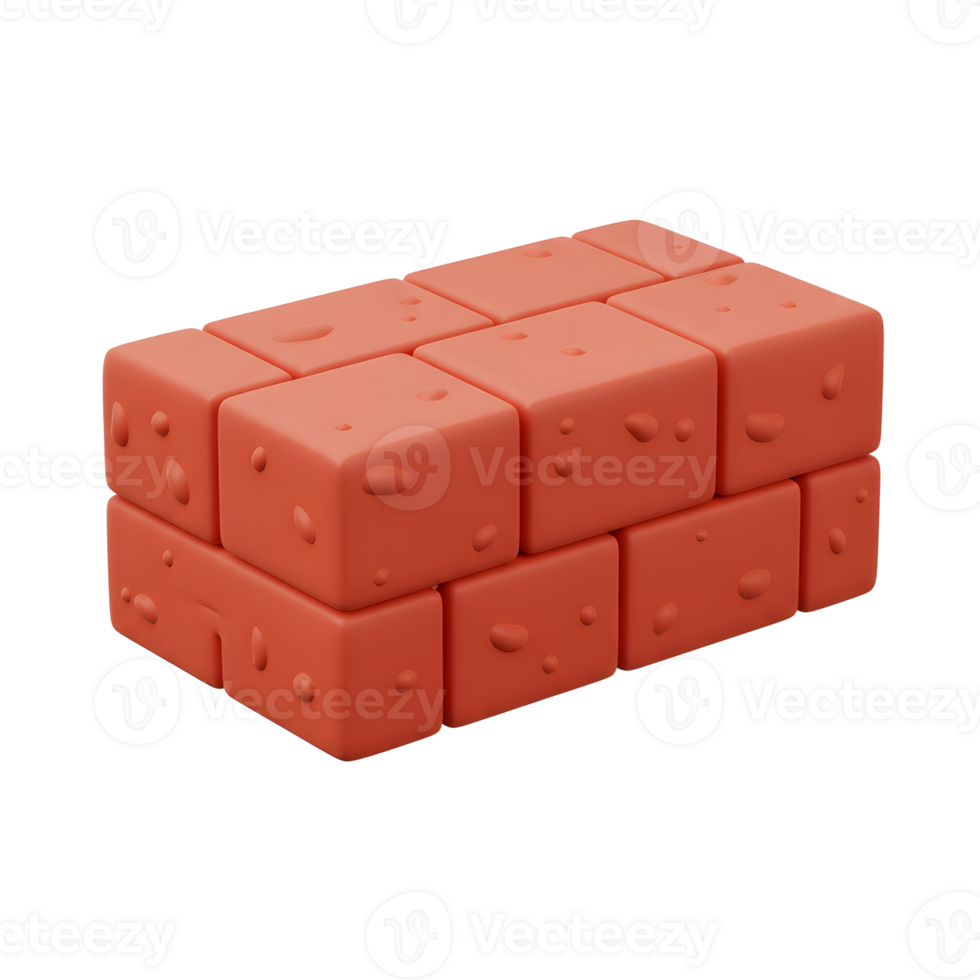 Orange Brick Block Cube Group 3D Render Simple Design png