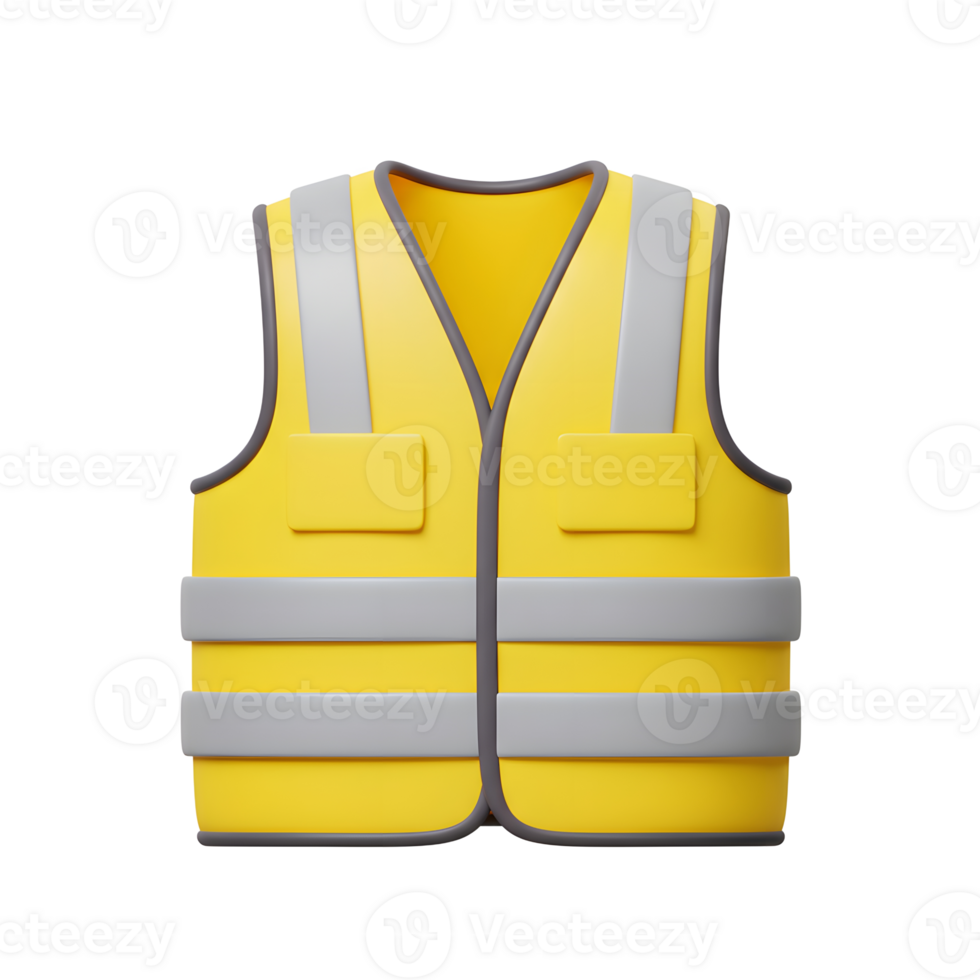 Yellow Safety Vest 3D Model Reflective Stripes Design png
