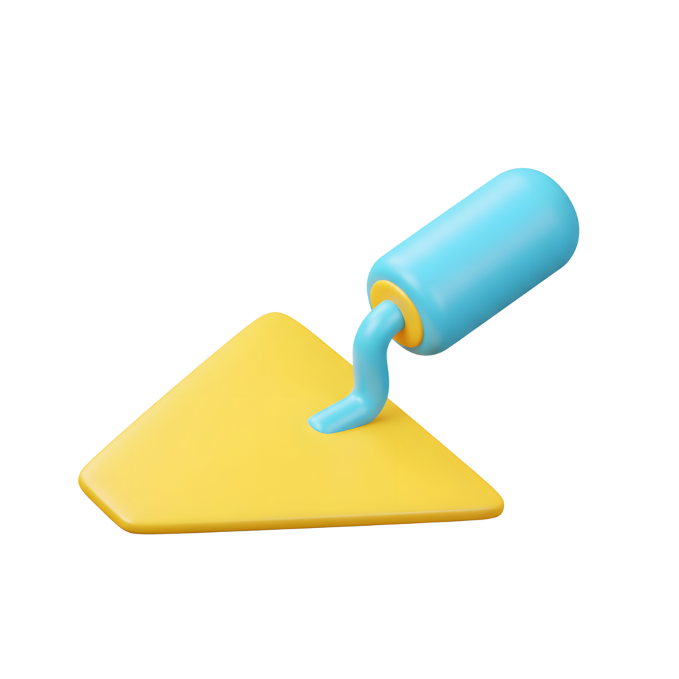 Yellow Blue Cartoon Trowel 3D Render Model Design png