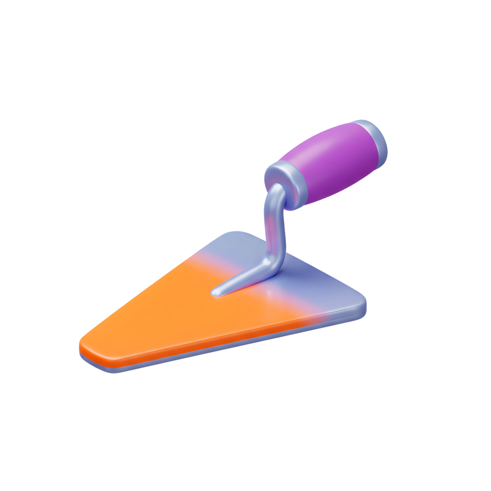 Colorful 3D Rendered Trowel Tool Orange Purple Silver png