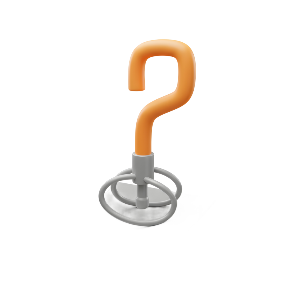 Orange Question Mark Cane 3D Model Gray Base Minimalist Design png
