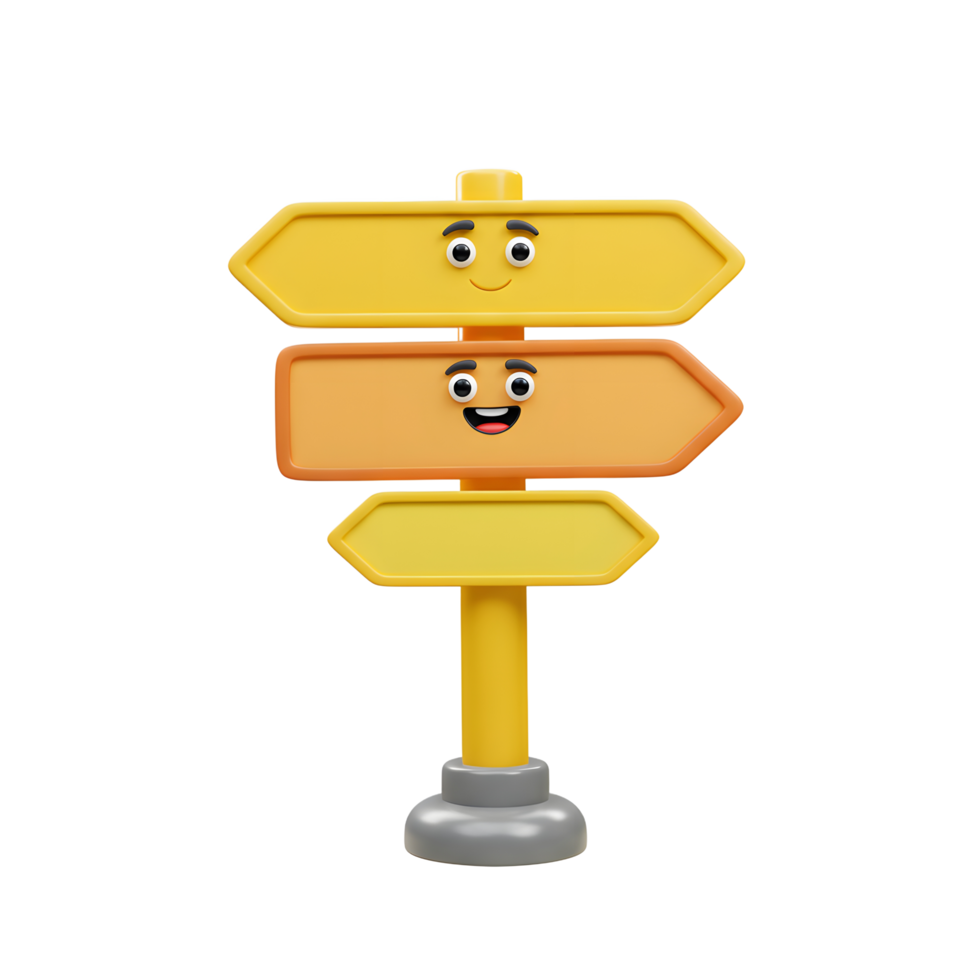 Happy Emojis Three Way Signpost Yellow Orange Design png