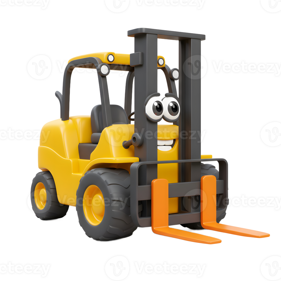 Happy Yellow Forklift Cartoon Character Smiling Friendly Design png
