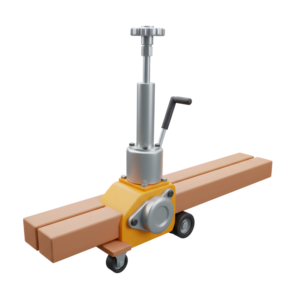 Yellow Wooden Beam Lifting Jack Crank Handle Steel Mechanism png