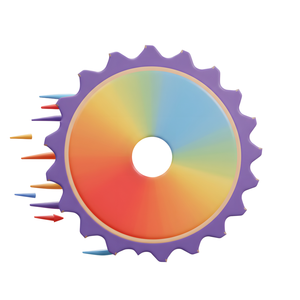 Colorful Rotating Gear Wheel Rainbow Segments Pastel Style png