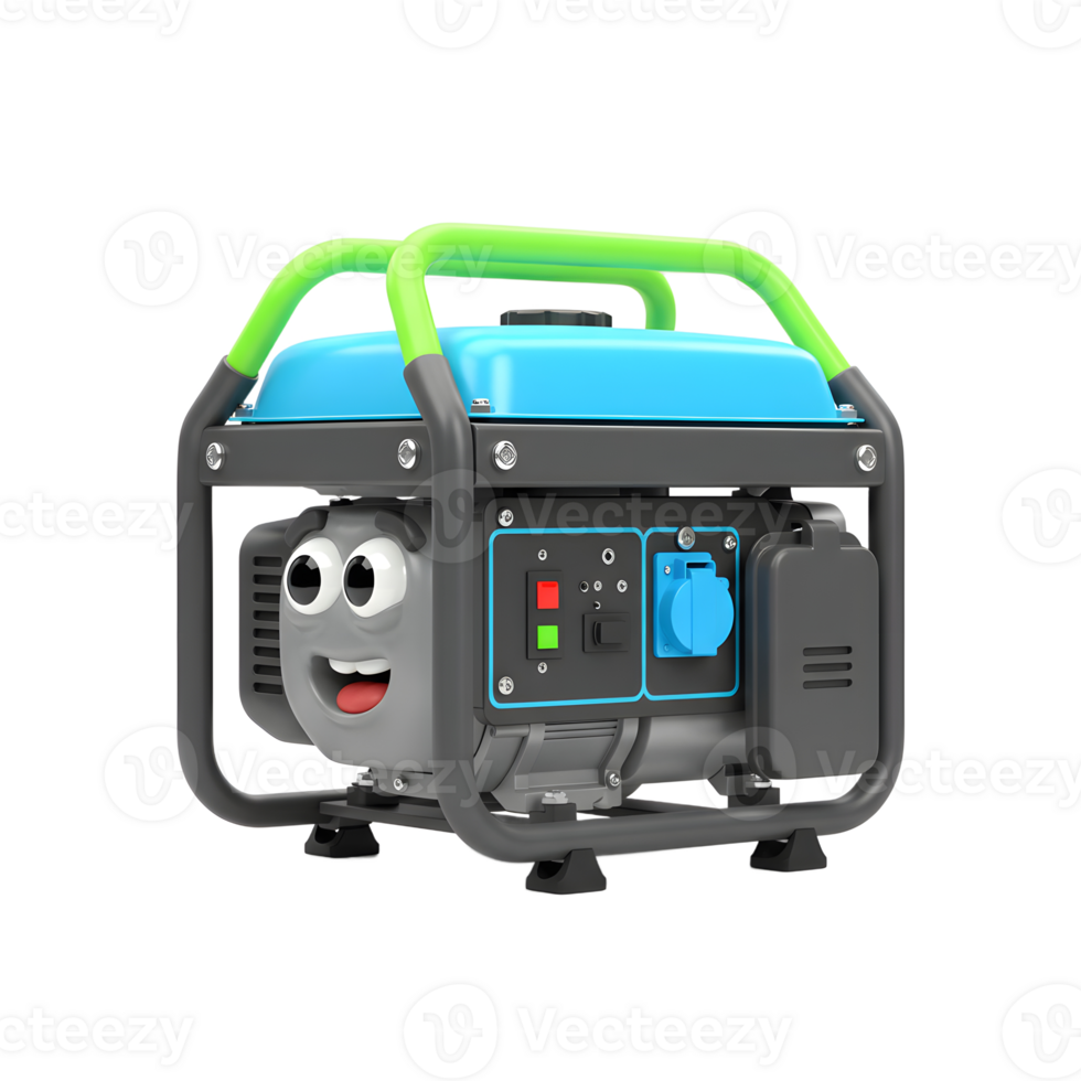 Happy Cartoon Generator Portable Power Station Blue Green Design png