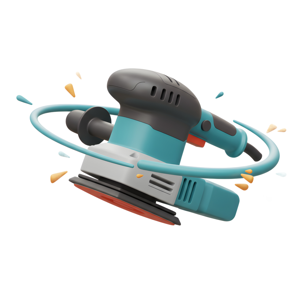 Teal Random Orbital Sander 3D Model Rotating Vivid Design png