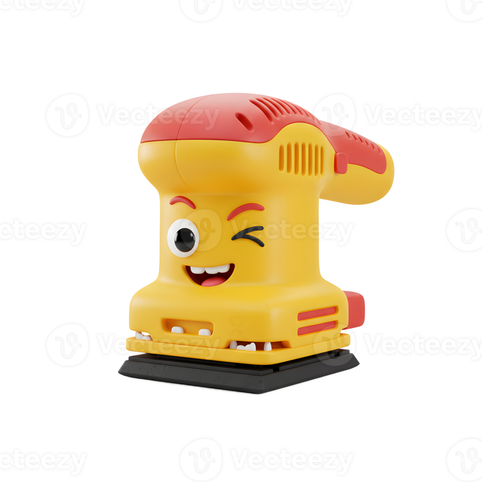 Happy Yellow Random Orbital Sander Cartoon Design Tool png