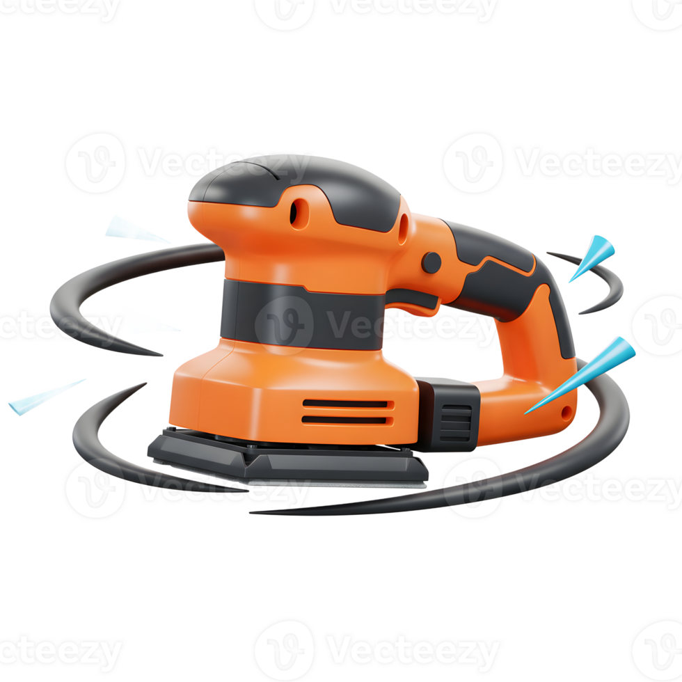 Orange Handheld Electric Sander Rotating Design Modern Tool png