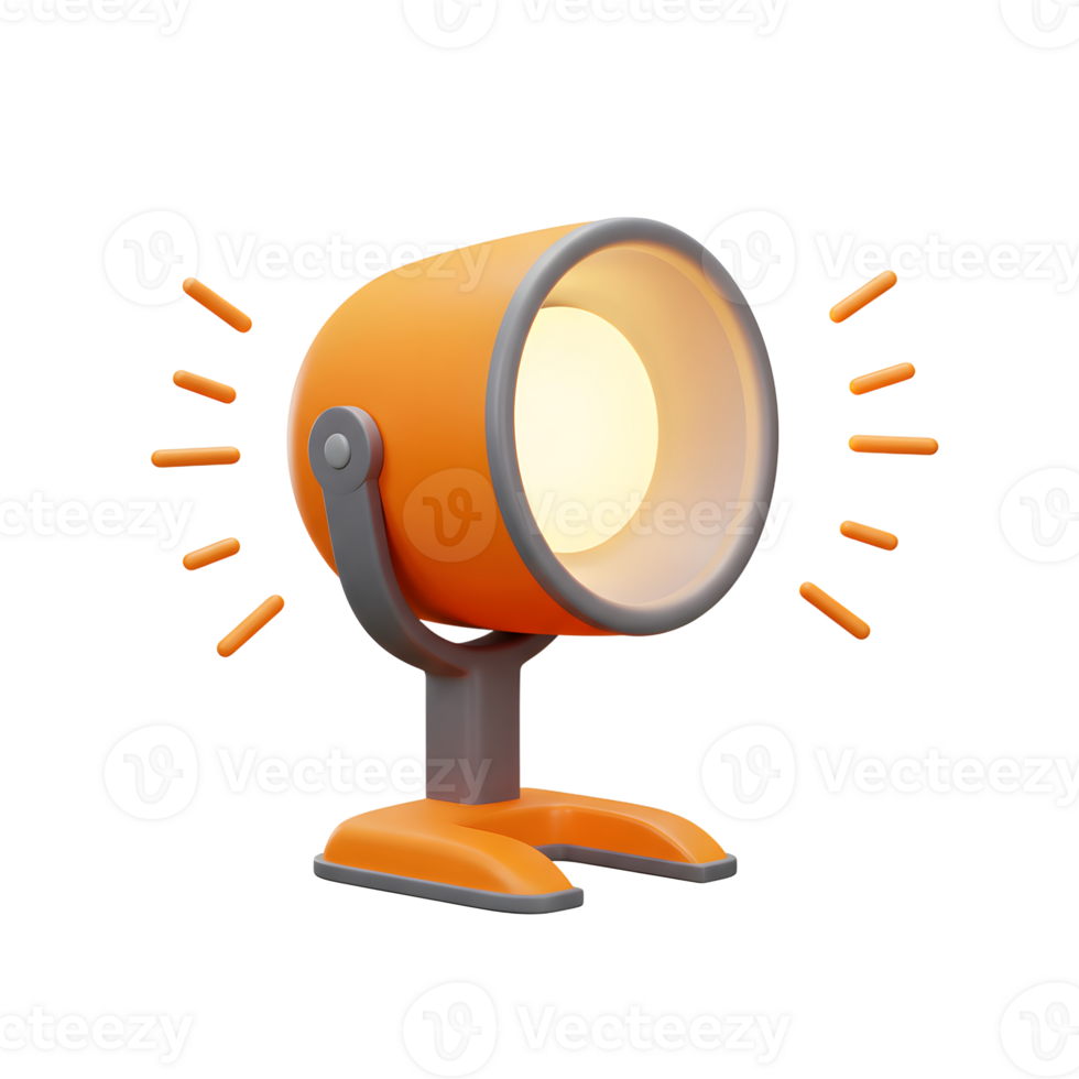 Orange Cartoon Desk Lamp Bright Light Rays Minimalist Design png