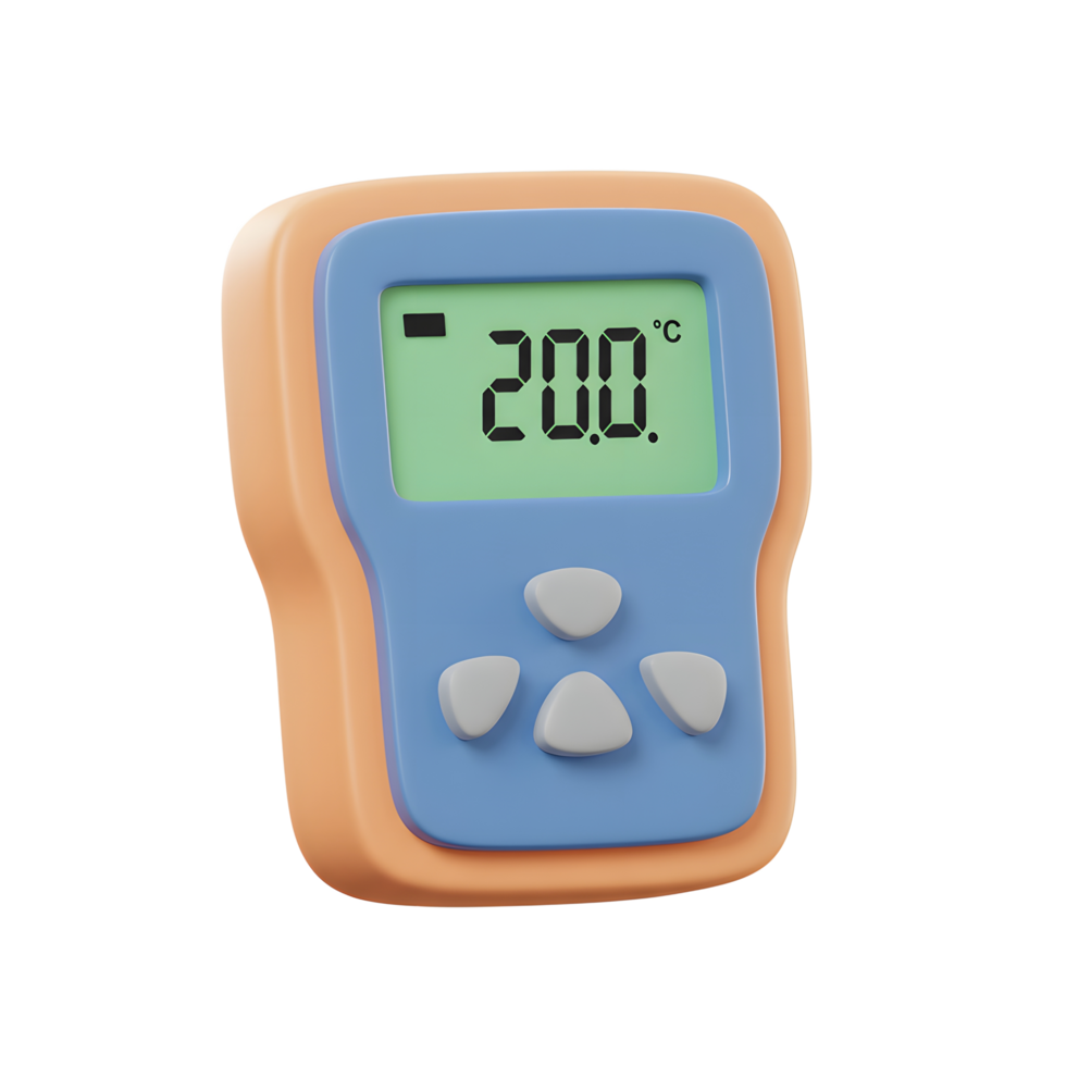 Digital Thermometer Device Cartoon Style Two Hundred Degrees Celsius Display png