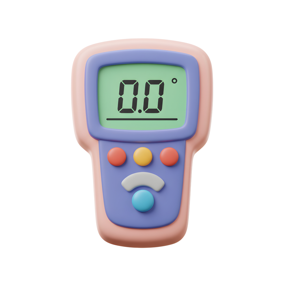 Digital Thermometer Device Pastel Colors Display Screen Buttons png