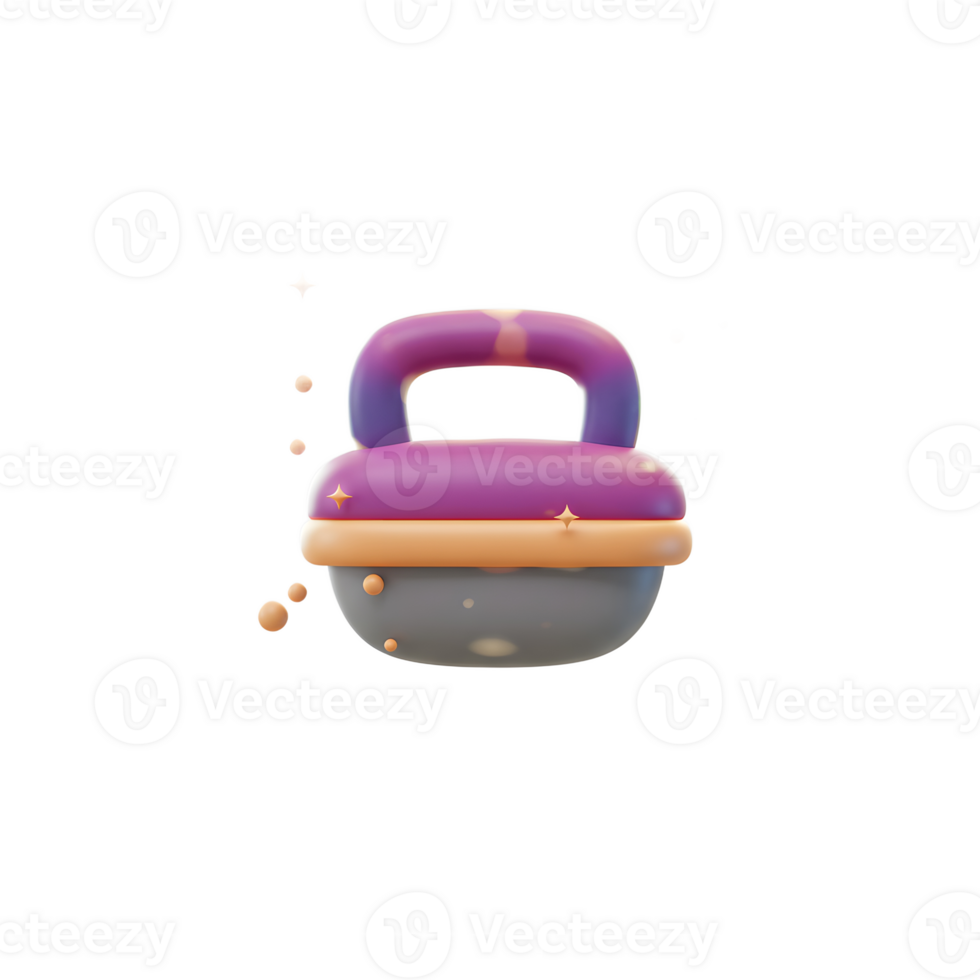 Purple Orange Kettlebell 3D Render Soft Style Minimal Background png