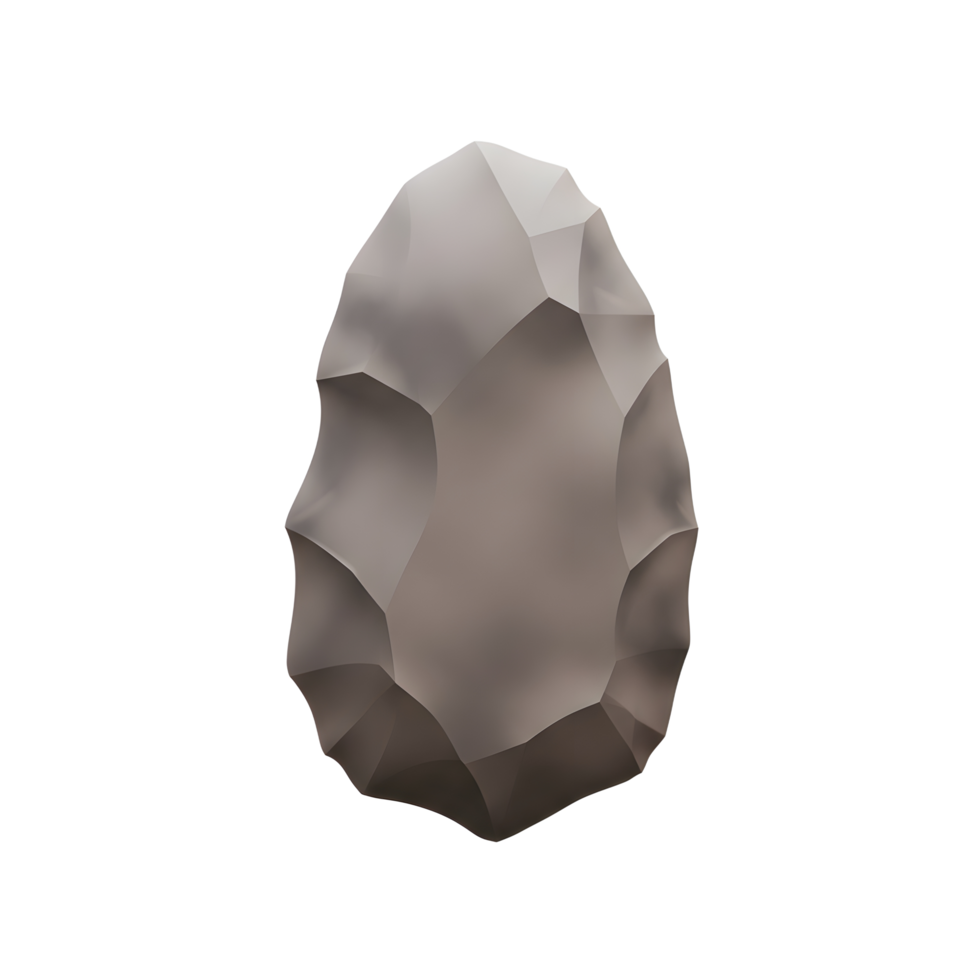 Grey Stone Hand Axe Detailed Rendering Isolated Background png