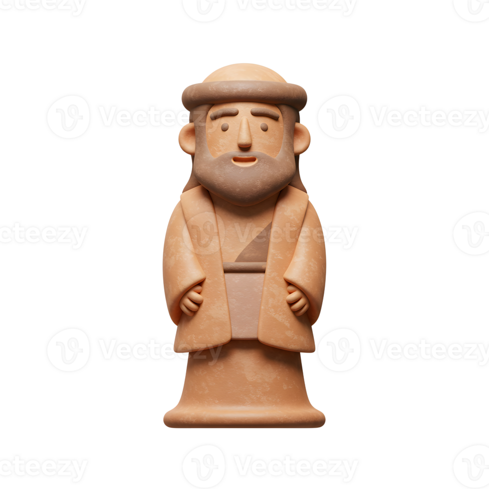 Clay Style 3D Render of a Prophet Figure png