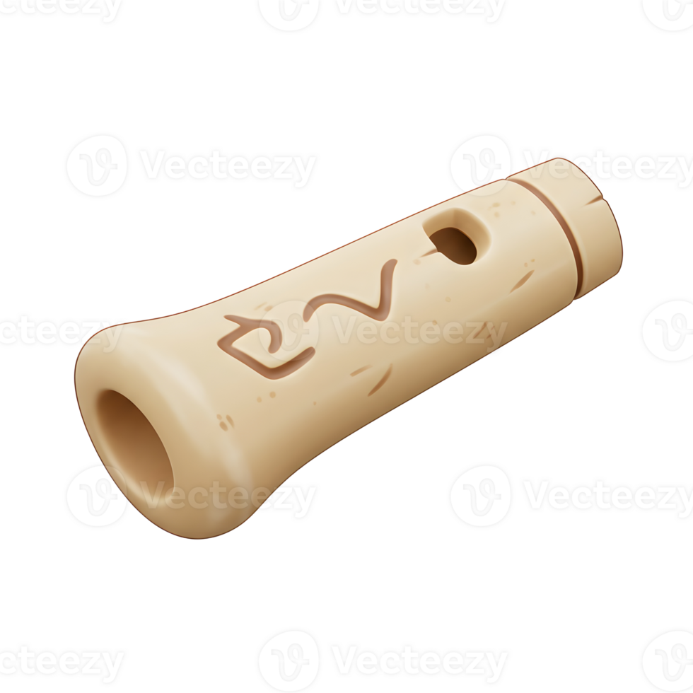 Ancient Beige Whistle Carved Symbols Simple Design 3D Render png