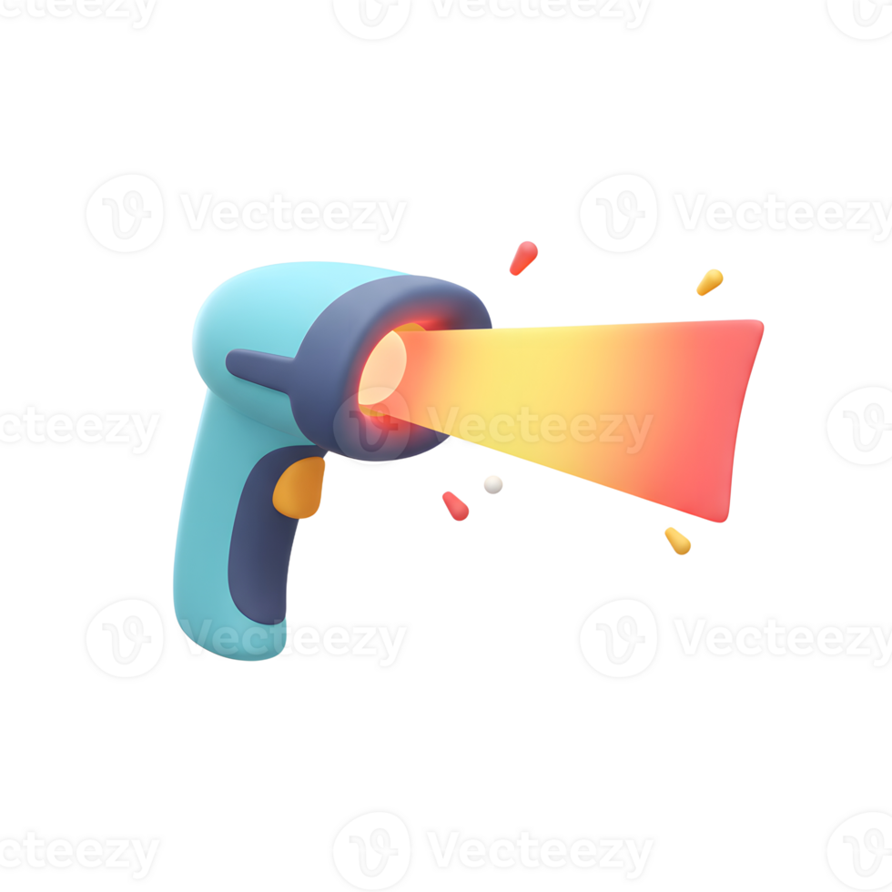 Cute Cartoon Scanner Beam 3D Render Bright Colorful Style png