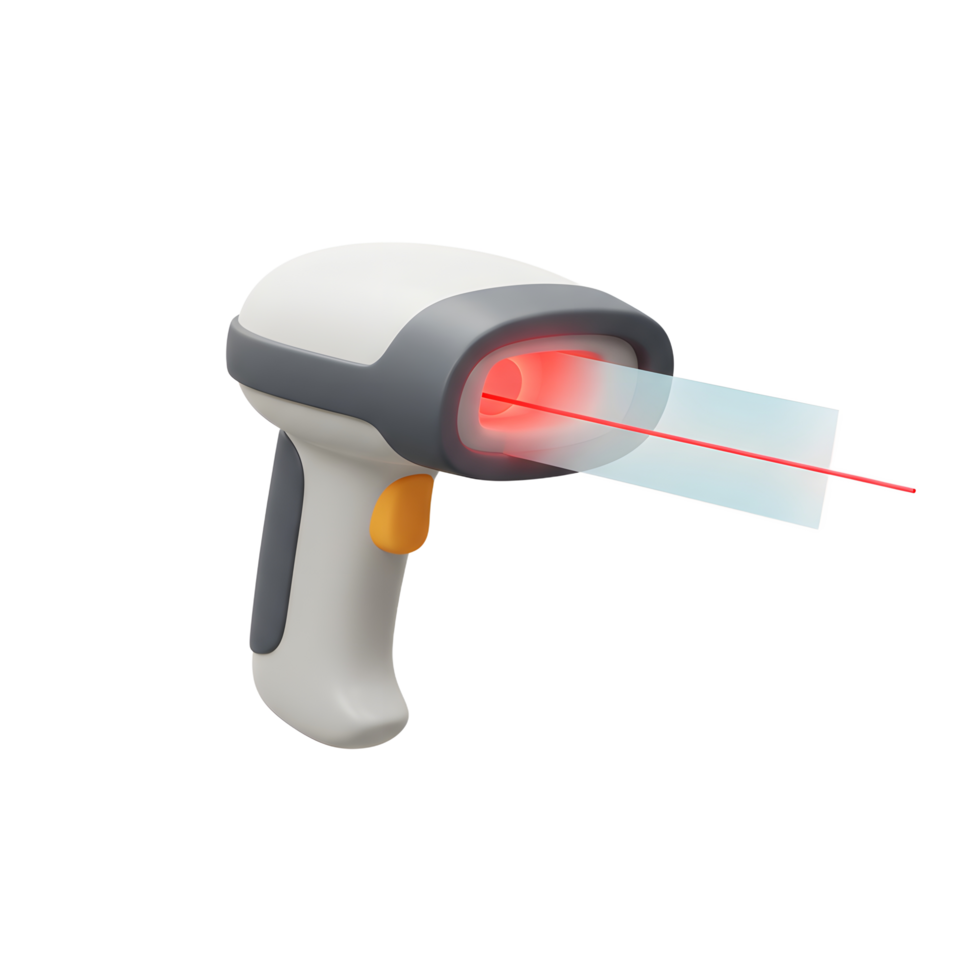 Modern Grey Barcode Scanner Red Laser Beam Scan Technology png