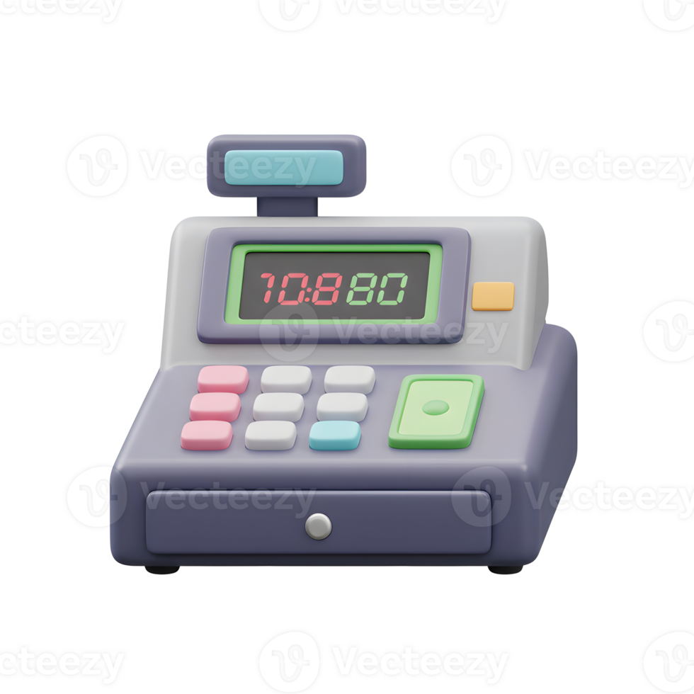 Pastel Cash Register Digital Display Colorful Buttons Simple Design png