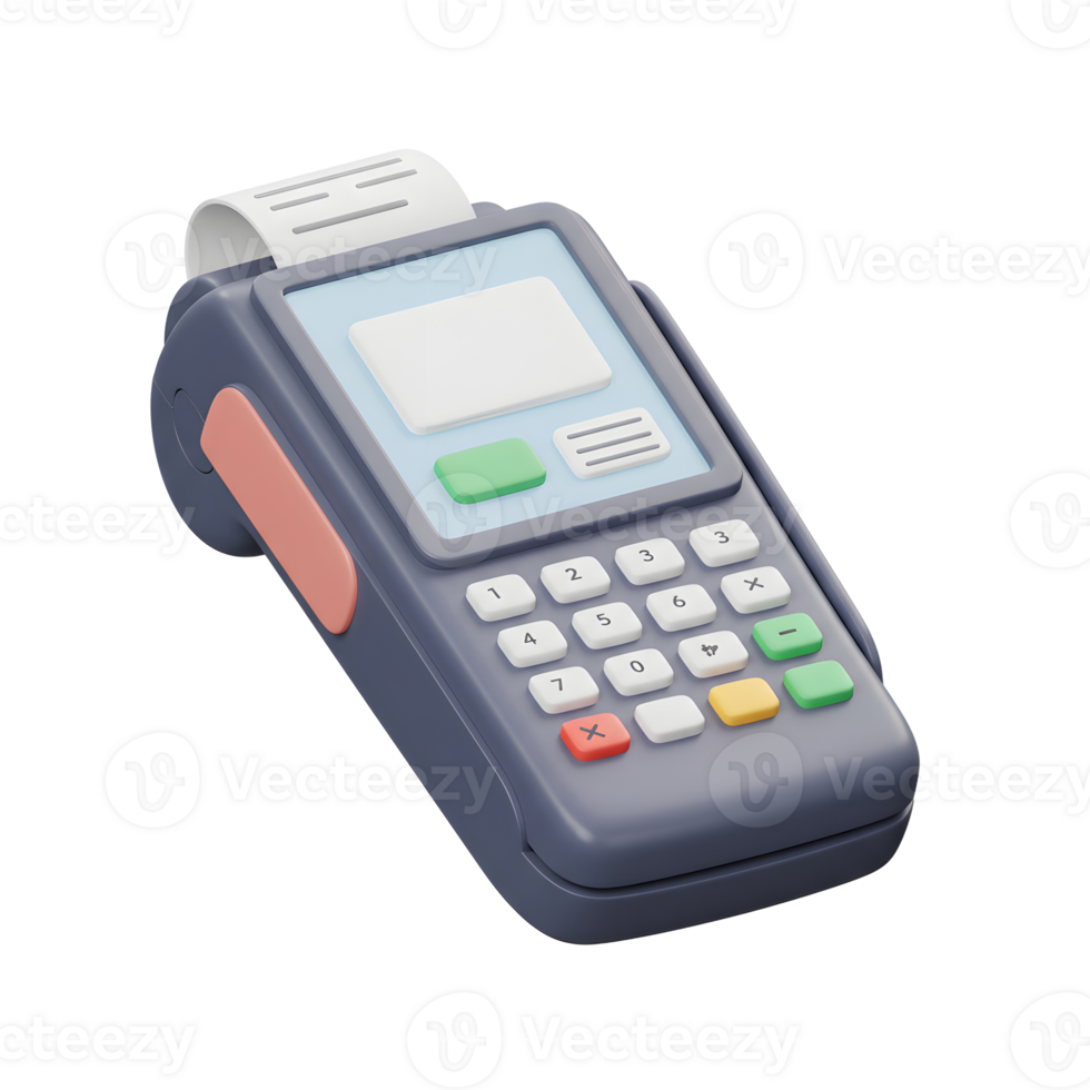 Modern Payment Terminal Device Colorful Buttons Digital Screen png