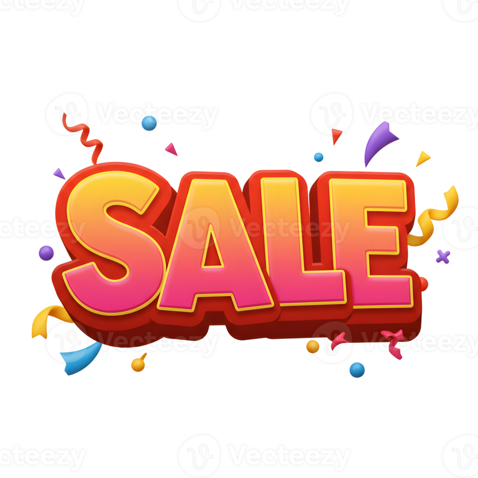 Colorful 3D Sale Text With Confetti Festive Design png