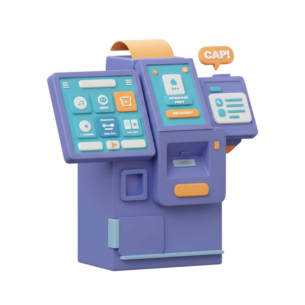 Interactive Kiosk Purple Design Colorful Buttons Digital Display png