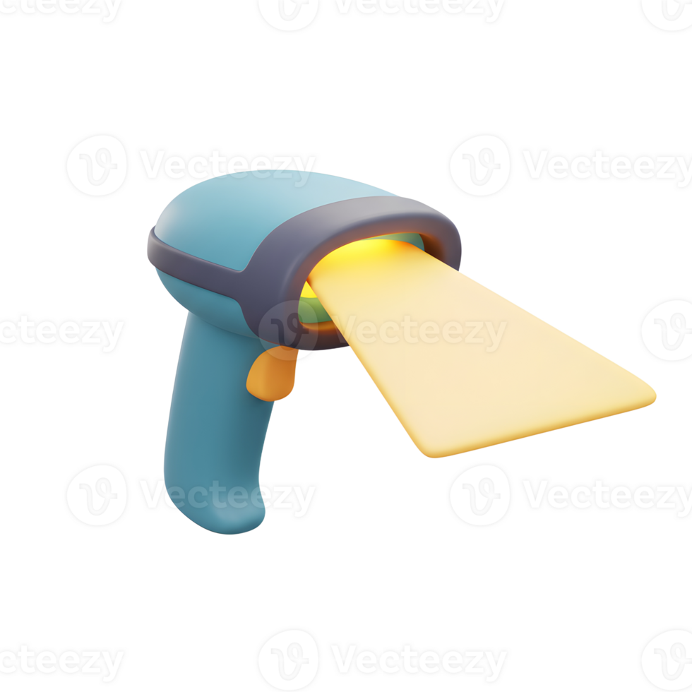 3D Rendered Blue Barcode Scanner Light Beam Pastel Style png