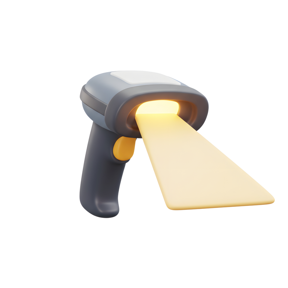 Modern Barcode Scanner Device Glowing Yellow Beam Retail Technology png