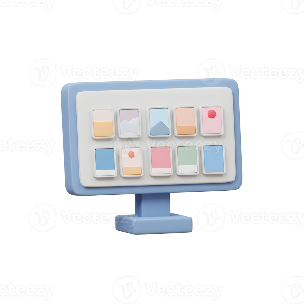 Pastel Image Gallery Displayed On Modern Blue Computer Screen png