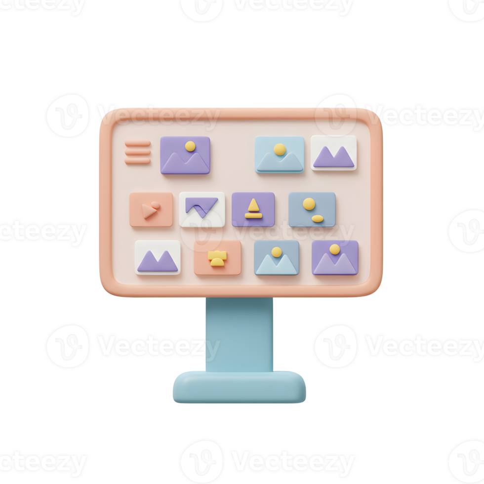 Pastel Icons Gallery Display on Modern Computer Screen png