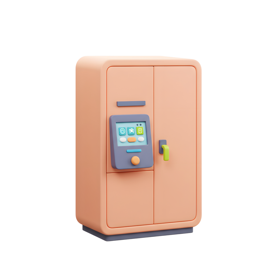Pastel Orange Vending Machine 3D Render Colorful Interface png